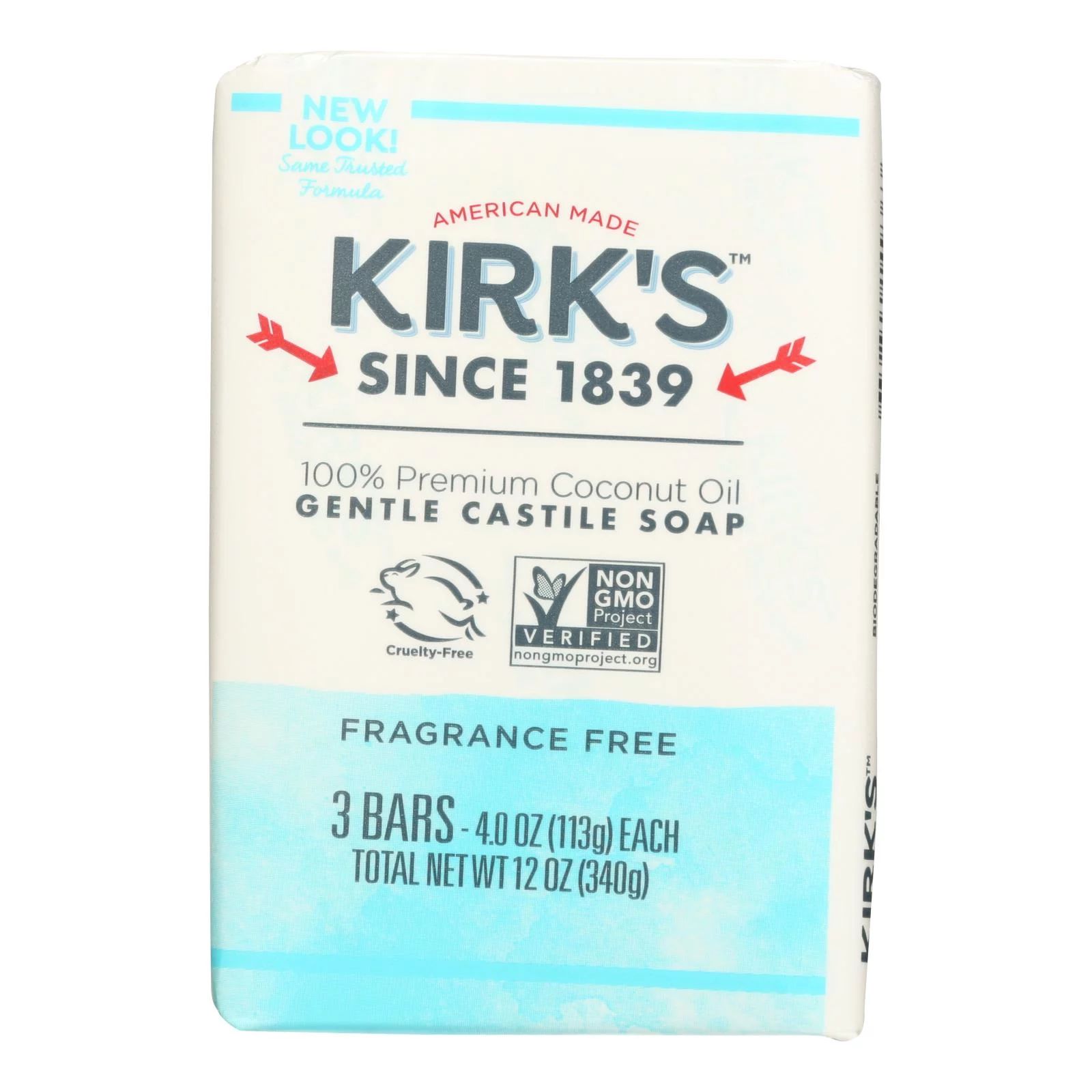 Kirk's Natural Soap Bar - Coco Castile - Fragrance Free - 3 Count - 4 oz | Walmart (US)