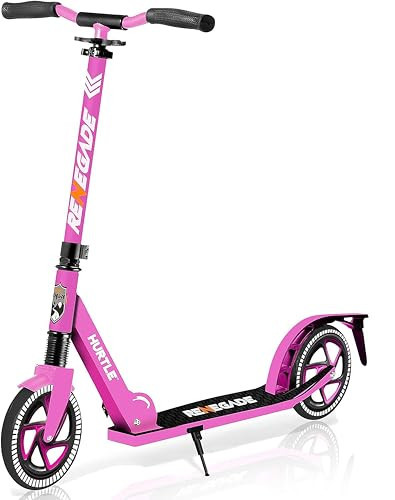 Scooter – Scooter for Teenager – Kick Scooter – 2 Wheel Scooter with Adjustable T-Bar Handlebar – Folding Adult Kick Scooter with Alloy Anti-Slip Deck – Scooter with 8” Smooth Gliding Wheels by Hurtle , Pink | Amazon (US)