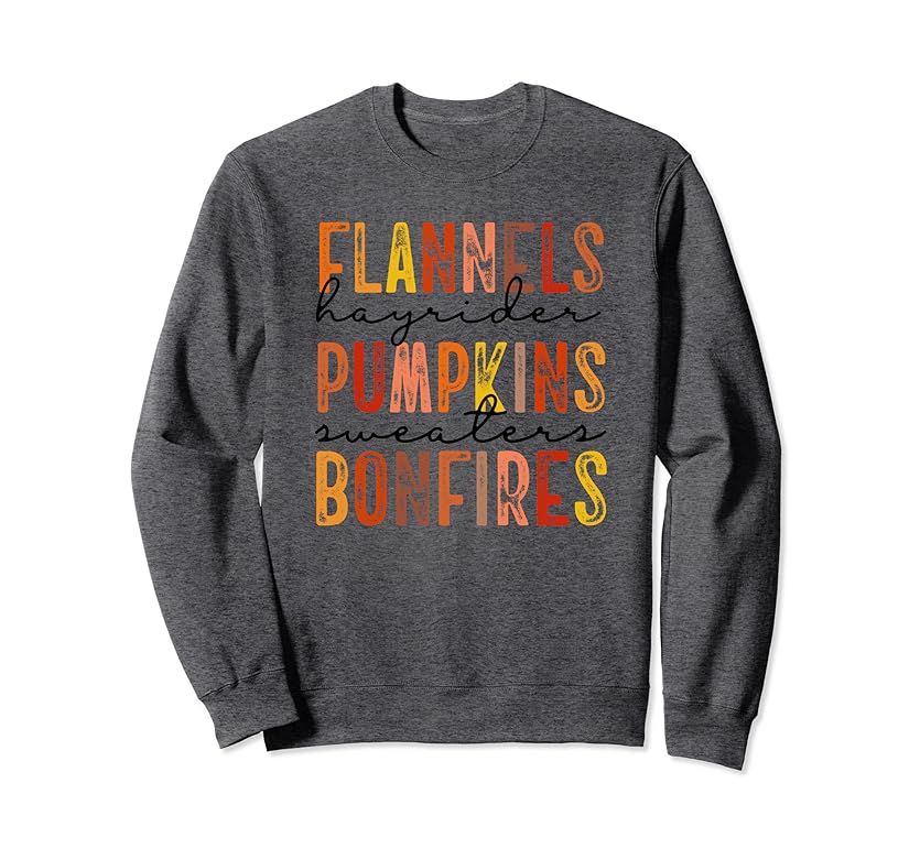 Flannel Pumpkin Spice Hayrides And Bonfires Vintage Autumn Sweatshirt | Amazon (US)