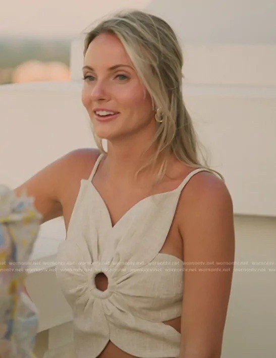 Taylor’s floral cutout mini dress on Southern Charm Season 10 Episode 13