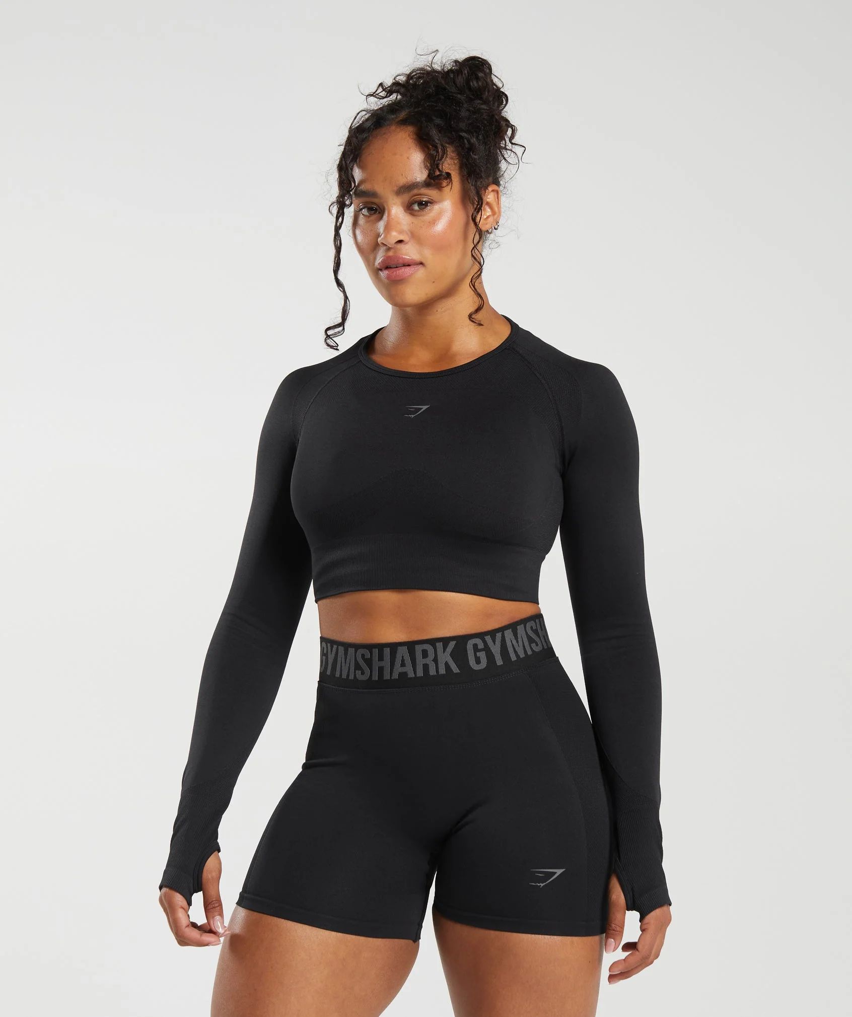 Gymshark Flex Sports Long Sleeve Crop Top - Black | Gymshark US