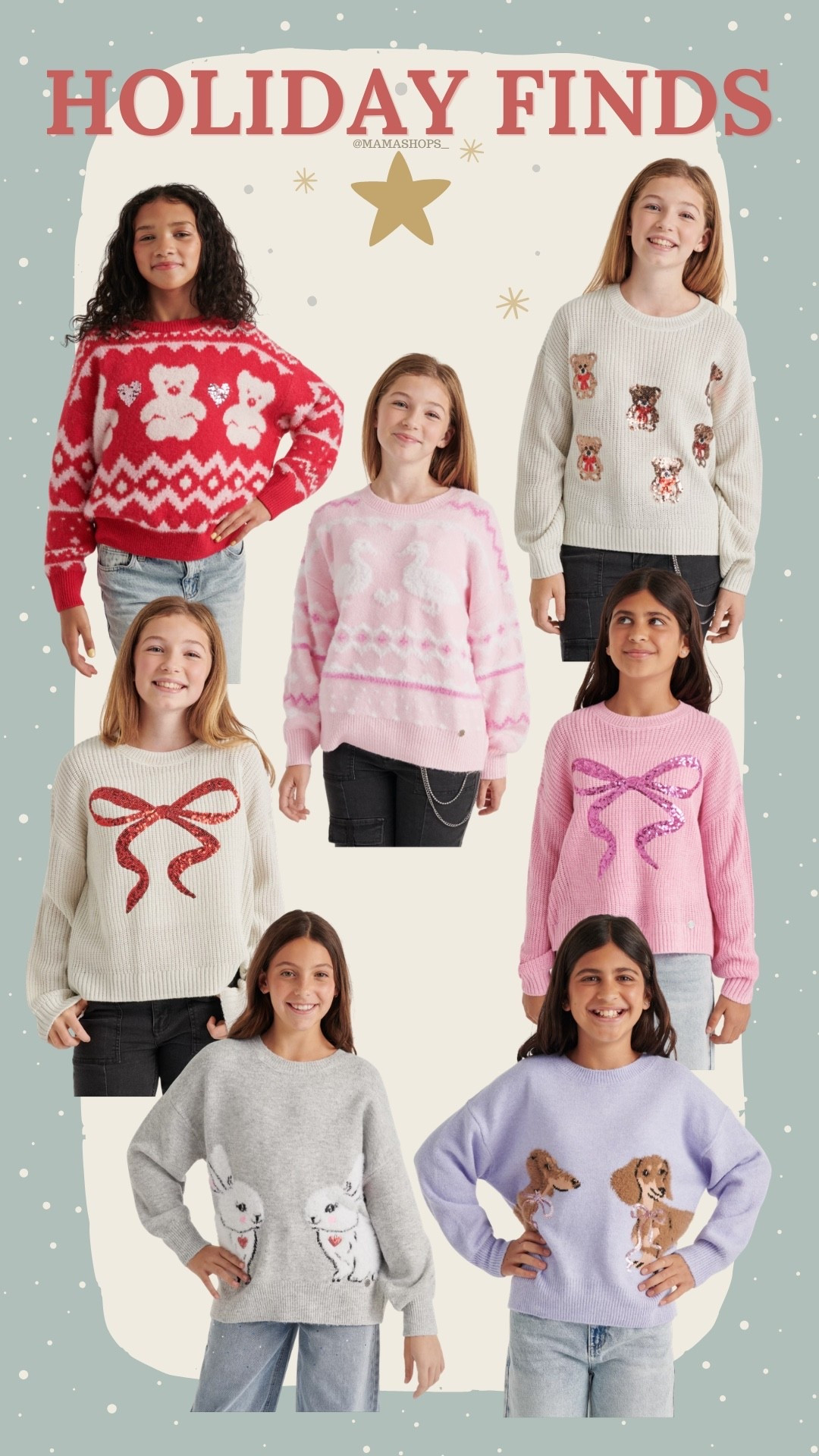 Justice Girls Christmas sweaters @Walmart , lots of cute options! 🎄👧🏻

Go check them out in the links here 🔗✨