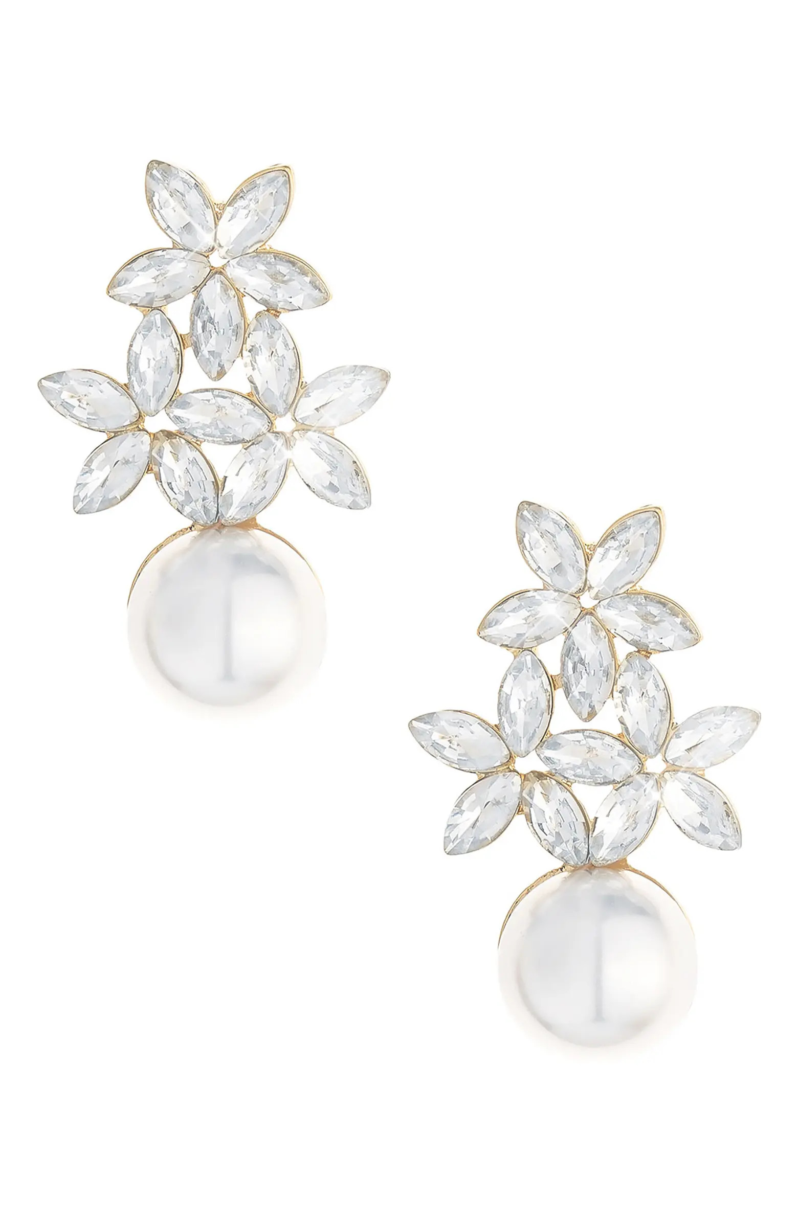 Floral Crystal & Imitation Pearl Earrings | Nordstrom