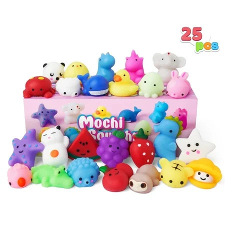 Joyfy 25 Pcs Mochi Squishy Toys for Kids Mini Kawaii Squishies Fidget Toys Animals & Fruit Stress Relief Toys for Party Favors, Classroom Prizes, Pinata Filler, Goodie Bags Stuffers | Walmart (US)