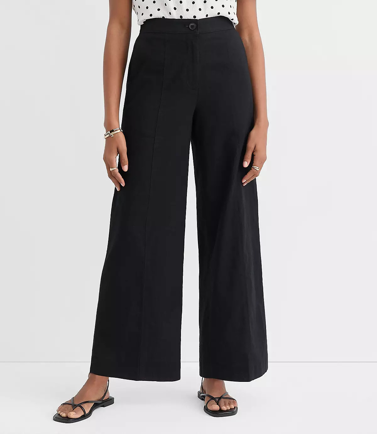 Linen Cotton Pull On Wide Leg Pants | LOFT