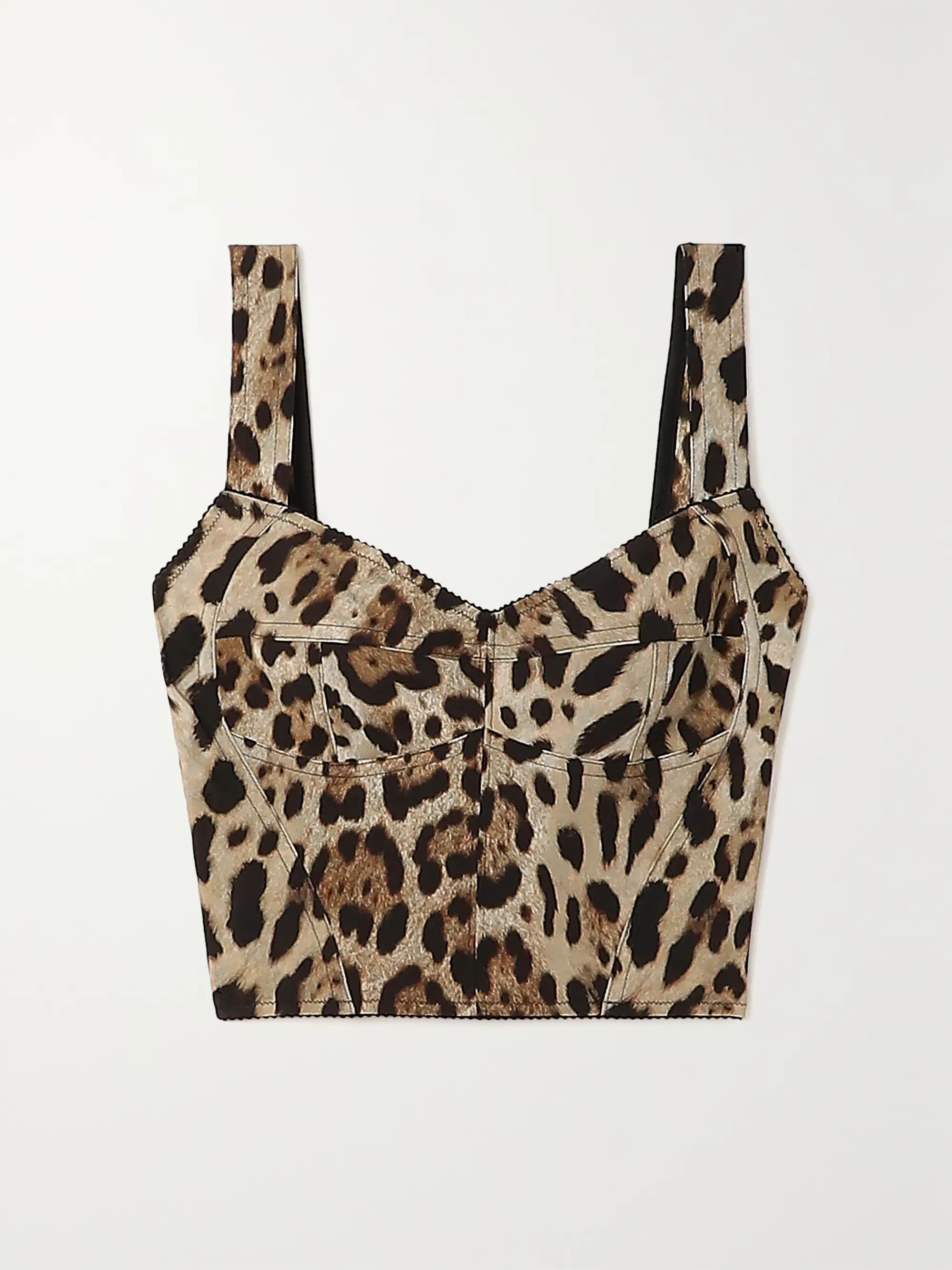 Cropped leopard-print stretch-canvas bustier top | NET-A-PORTER (UK & EU)