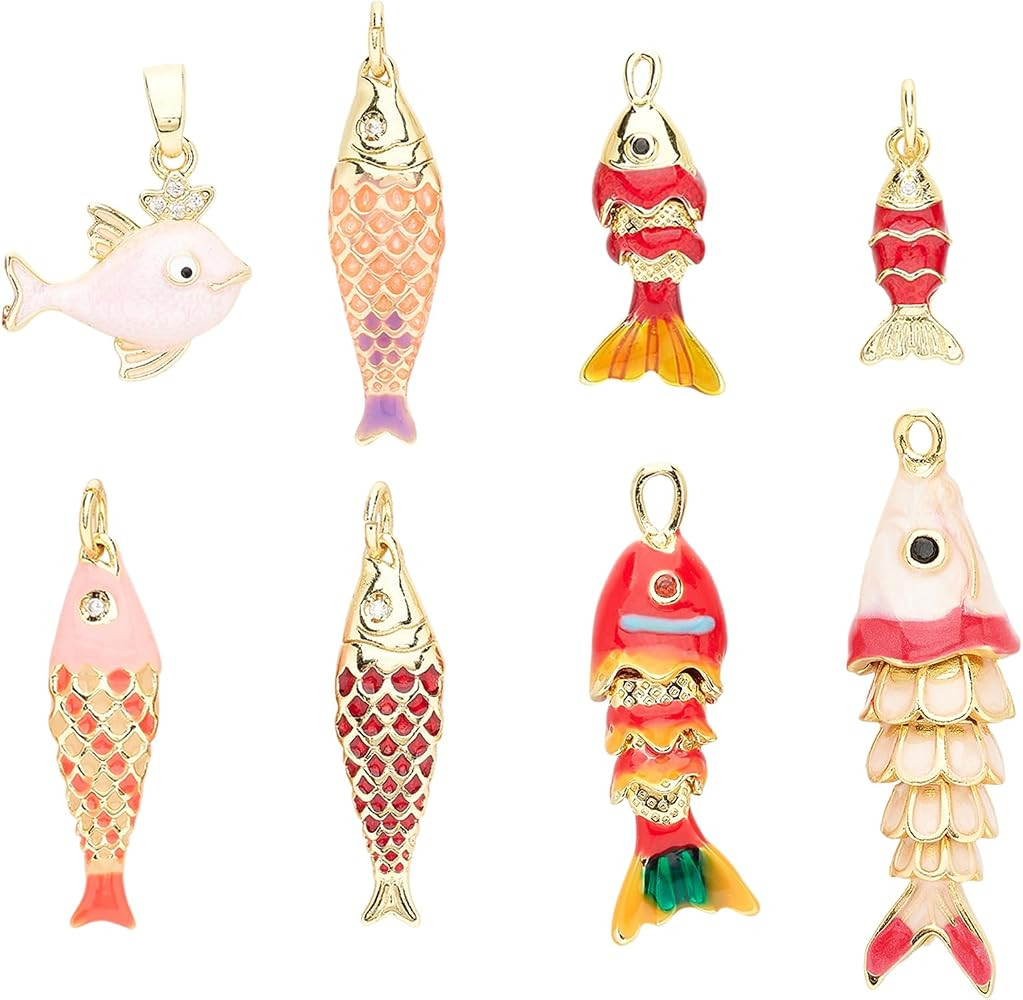 Enamel Fish Charms for Jewelry Making, 8Pcs | Amazon (US)