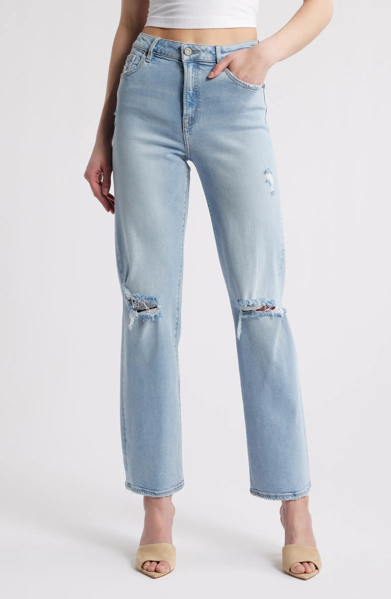 Distressed Rip Wide Leg Jeans | Nordstrom