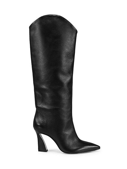 Maryana Stack Flare Leather Boots | Saks Fifth Avenue