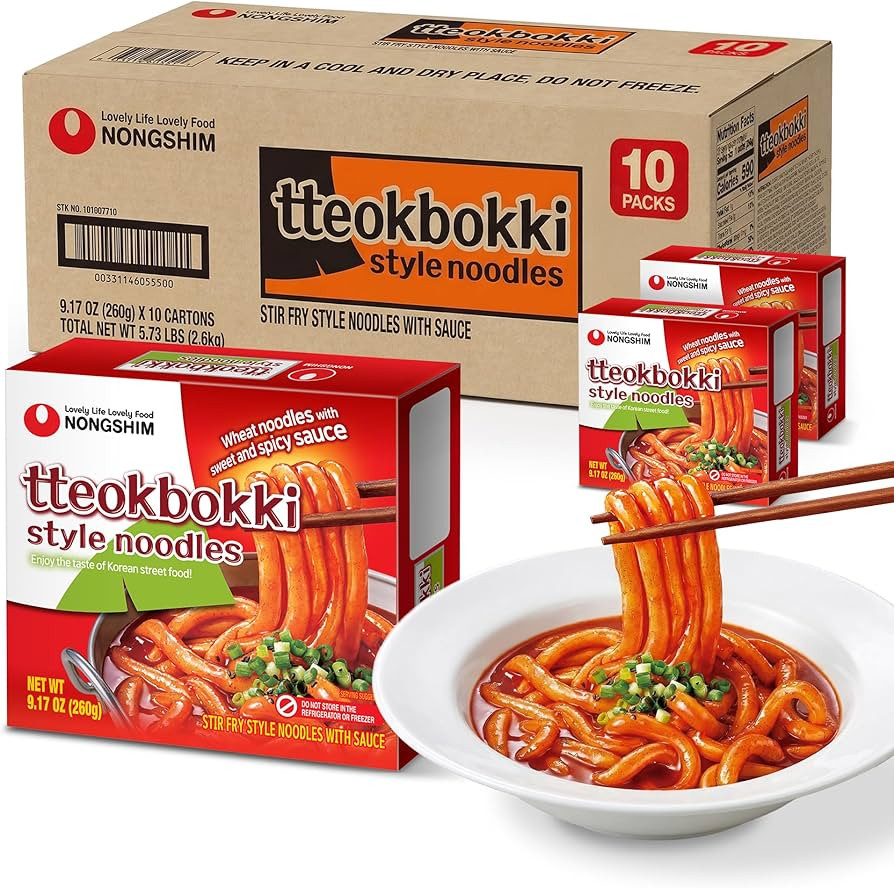 Nongshim Tteokbokki Style Noodles, Sweet & Spicy Korean Ramen, 10 Pack | Amazon (US)