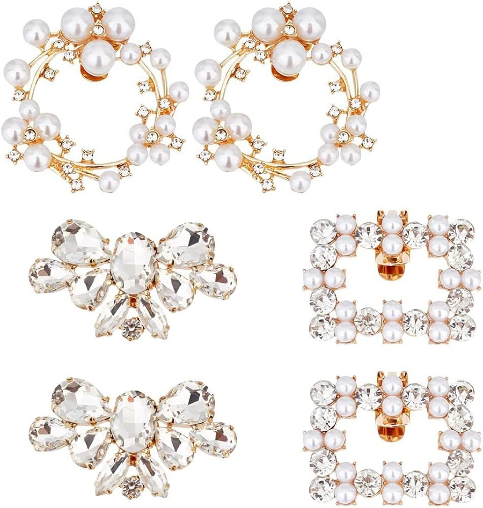 PH PandaHall Rhinestone Wedding Wing Crystal Shoe Buckles Metal Clips Sparkling | Amazon (US)
