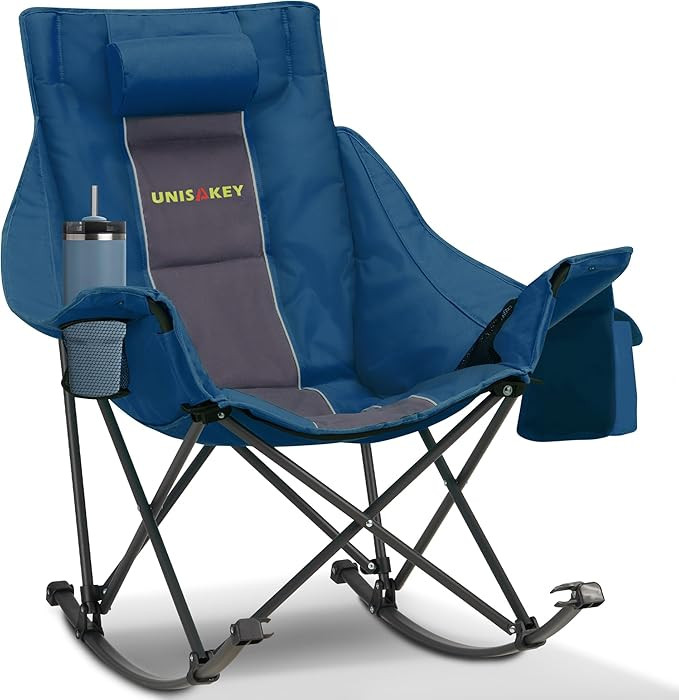 Unisakey Oversized Rocking Camping Chair with Headrest & Cup Holder - 300lbs Capacity, 600D Oxfor... | Amazon (US)