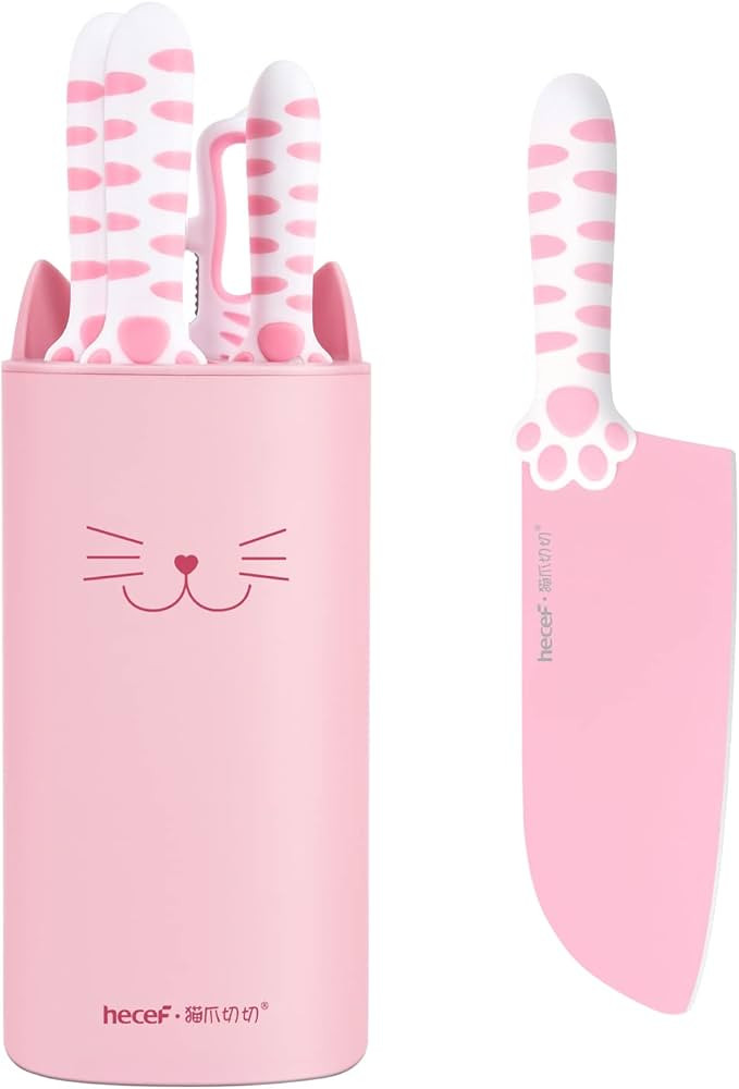 hecef Cute Kitchen Knife Set,5-piece Non-Stcik Knives Set with Detachable Block and Scissors,Shar... | Amazon (US)