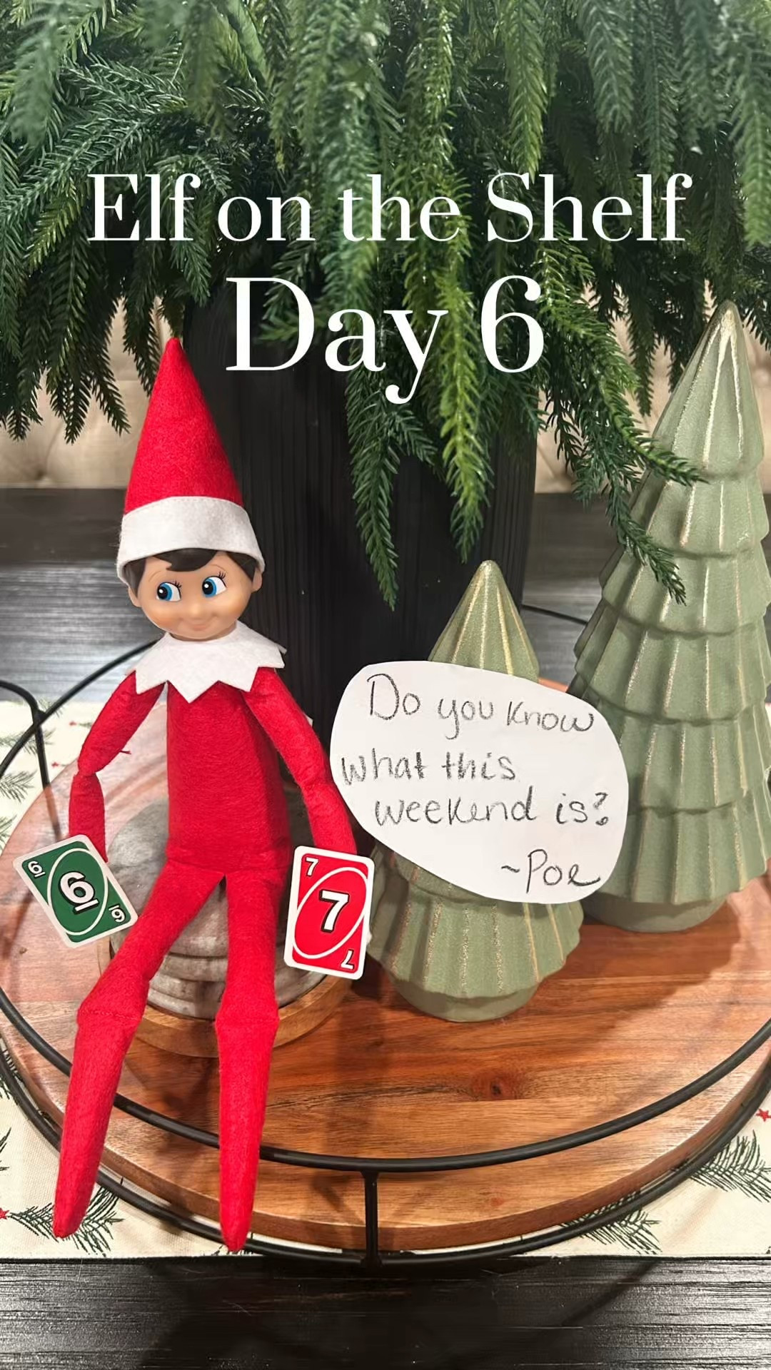 Day 6: “Do you know what this weekend is?” -Poe
#sixseven #elfontheshelf #elfontheshelfideas #toddlermom #christmas 

#LTKKids #LTKmomlife #LTKHoliday