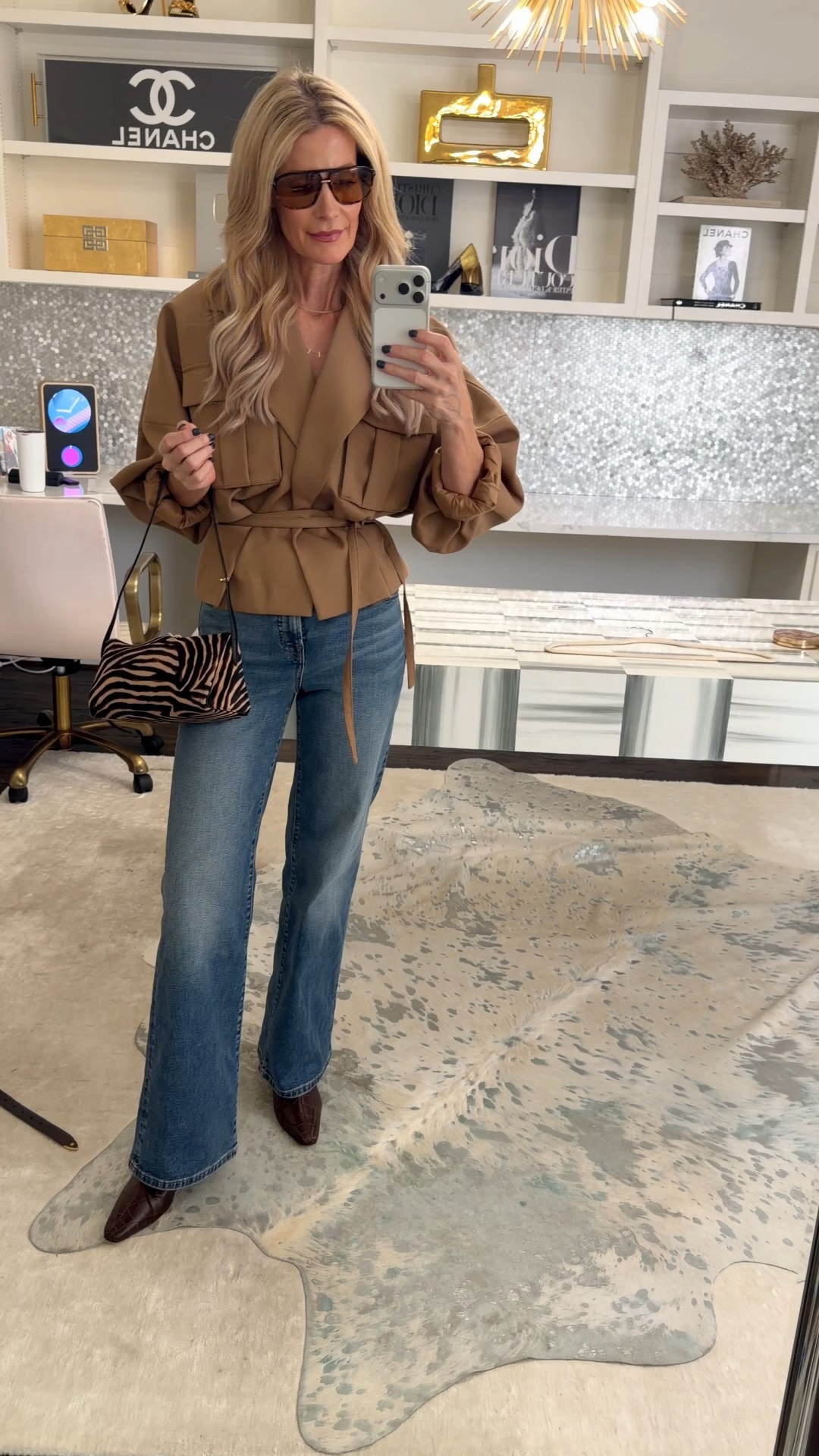 These chic fall boots are ON SALE and guaranteed to elevate all your denim outfits! I love the rich brown croc texture and walkable kitten heel paired with this belted jacket and flattering jeans. I’m wearing an XS in the jacket and a size 24 in the jeans. #LTKShoeCrush

#LTKSaleAlert#LTKOver40 

 #LTKootd #LTKSeasonal #LTKOver40