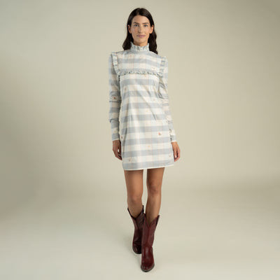 Candelilla Prairie Dress - Paisano Check - Opal | Sendero Provisions Co.