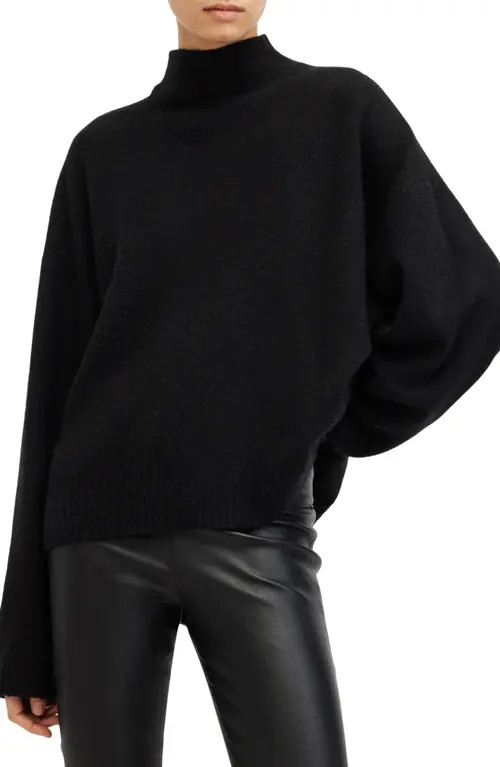 AllSaints Asha Oversize Mock Neck Sweater in Black at Nordstrom, Size Medium | Nordstrom