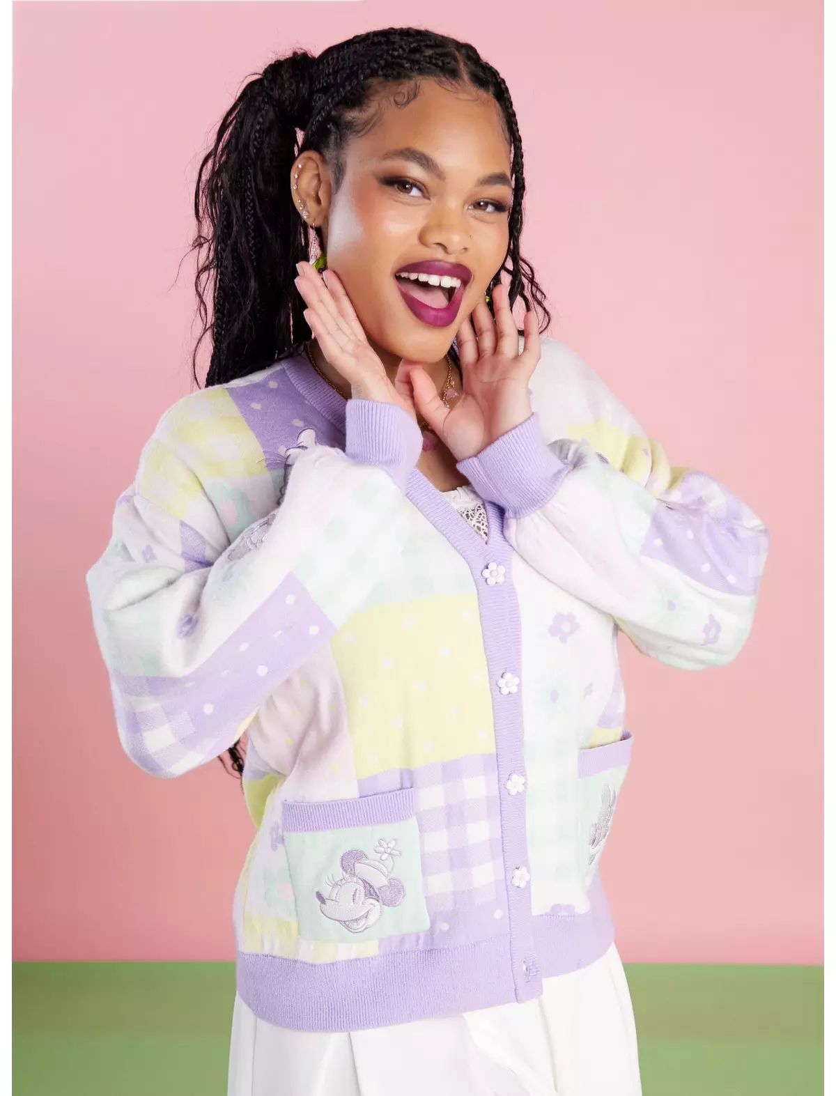 Her Universe Disney Mickey Mouse And Friends Pastel Gingham Girls Cardigan | Hot Topic