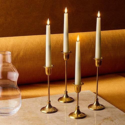 7 Inch Flameless Taper Candles - Realistic 3D Flame with Wick, Ivory Real Wax, Flickering LED Fla... | Amazon (US)