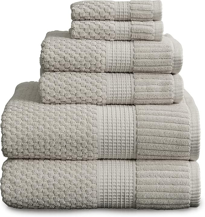 NY Loft 100% Cotton Towel Set 6 Piece | Super Soft & Absorbent Quick-Dry 2 Bath Towels 2 Hand Tow... | Amazon (US)