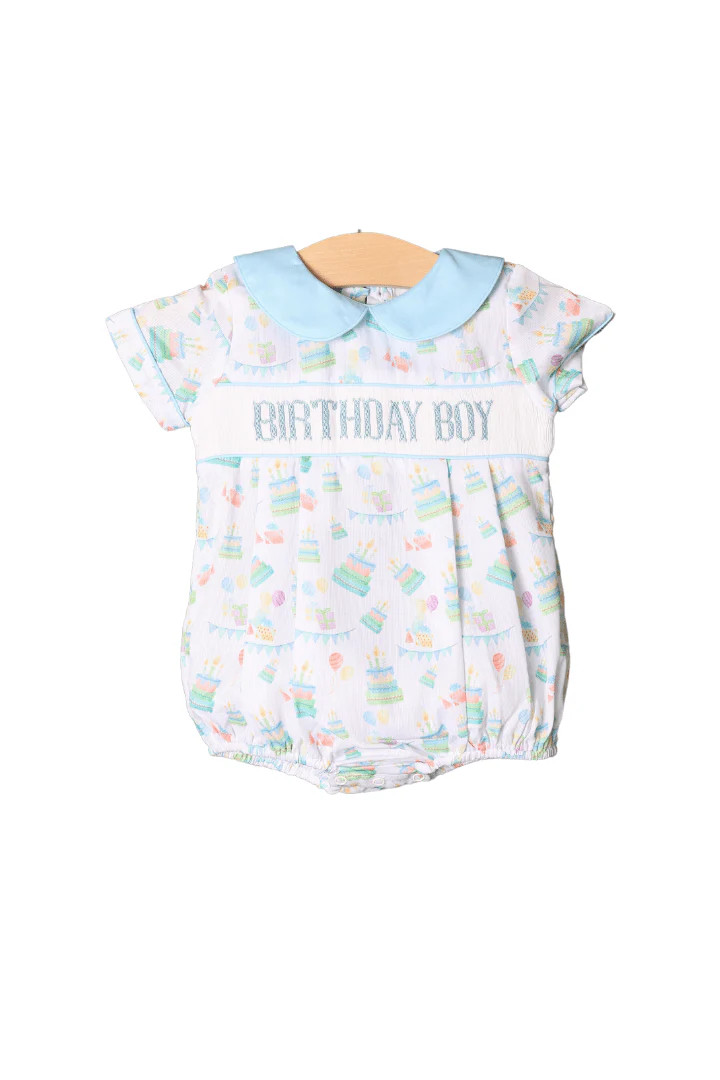Hand Smocked Birthday Boy Bubble | The Smocked Flamingo