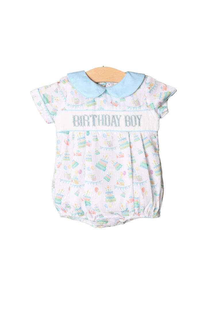 Hand Smocked Birthday Boy Bubble | The Smocked Flamingo