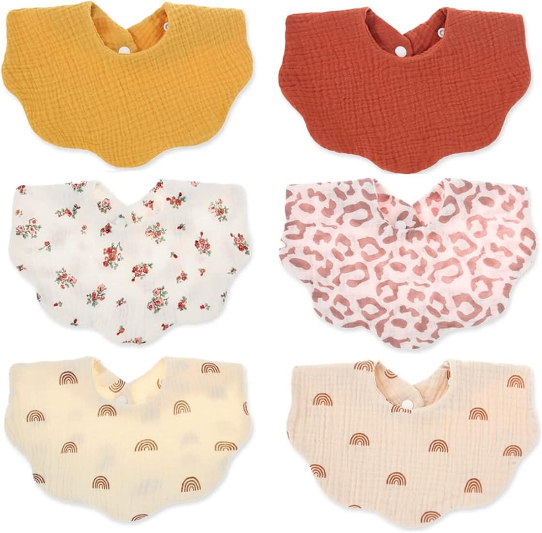 Muslin Baby Bibs Drool Teething Bibs Lap-shoulder Drool Cloths Bibs 4-Layer Organic Cotton for Girls | Amazon (US)