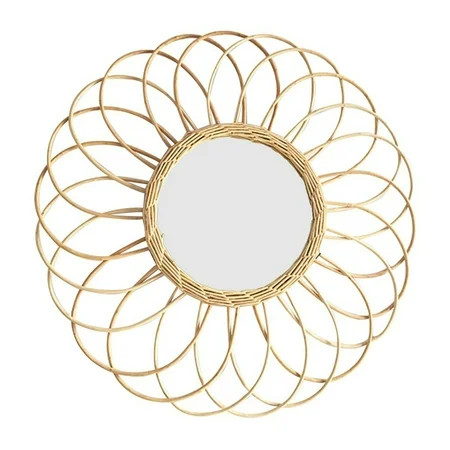 Qisuw Rattan Innovative Art Decoration Round Makeup Mirror Dressing Bathroom Mirrors | Walmart (US)