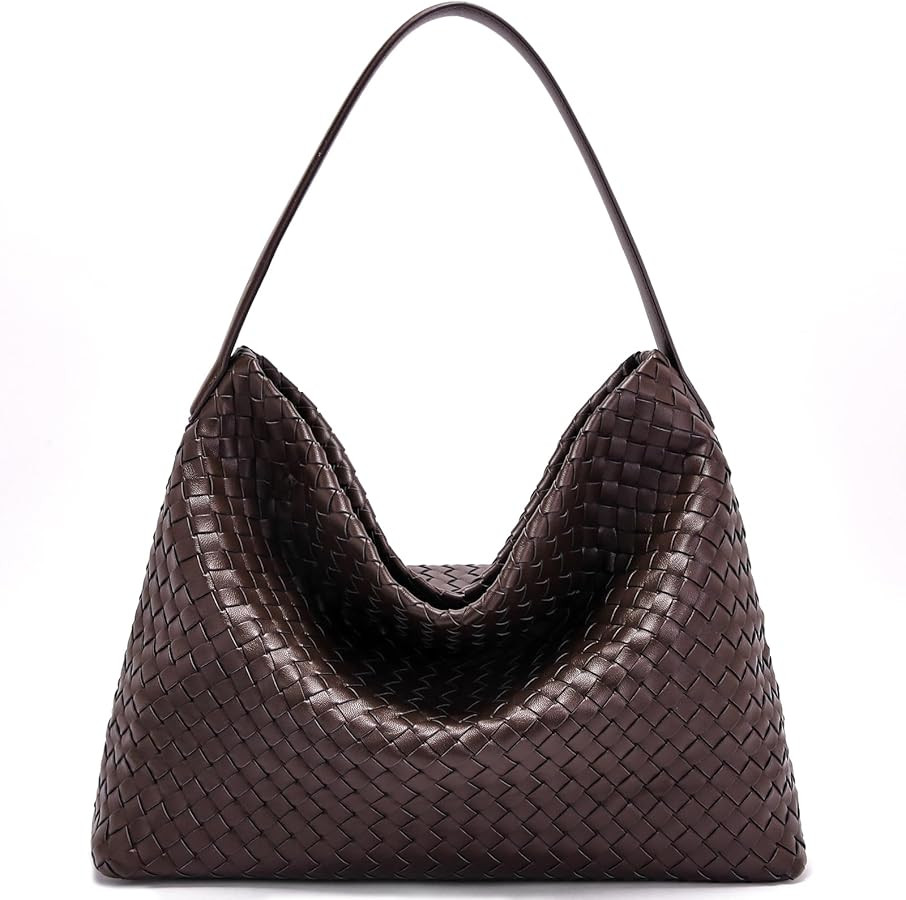Suede Woven Tote Bag for Women: Handwoven Vegan Leather Purse & Pockets for Style & Travel - Adju... | Amazon (US)