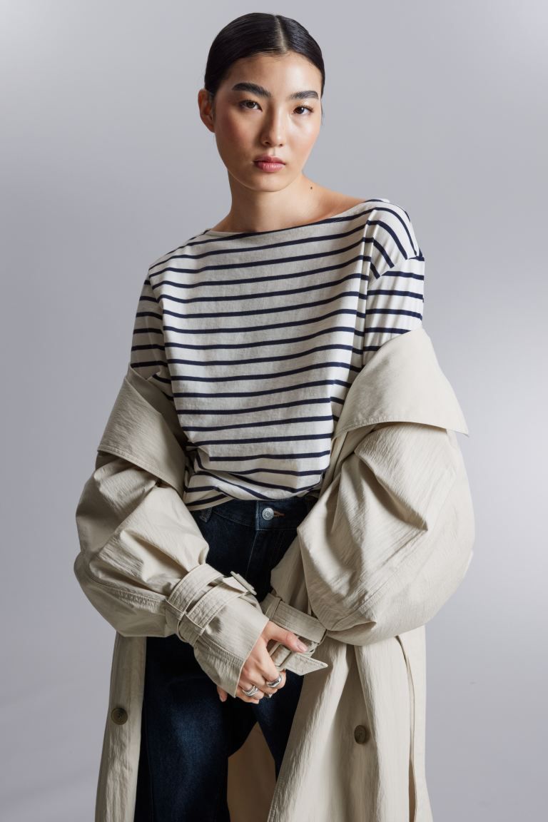 Breton Stripe Top - Navy Stripes - Ladies | H&M GB | H&M (UK, MY, IN, SG, PH, TW, HK)