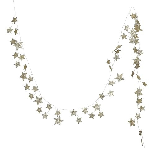 Creative Co-Op Decorative Glitter Paper Star Garland, Gold Color | Amazon (US)