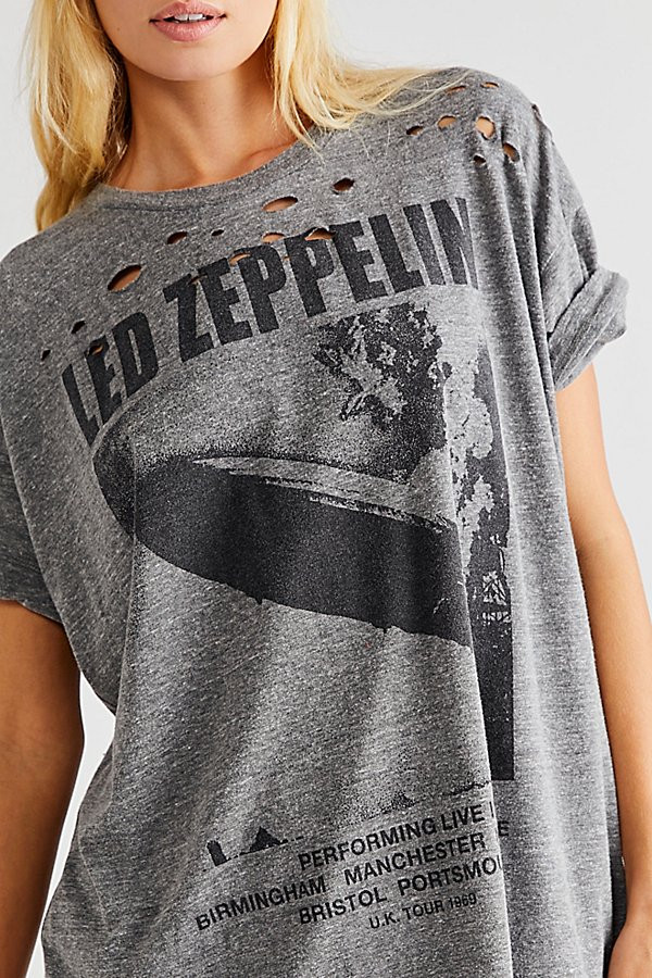 Led Zeppelin Blimp 1969 Merch Tee by Daydreamer at Free People, Heather Grey, S | Free People (Global - UK&FR Excluded)