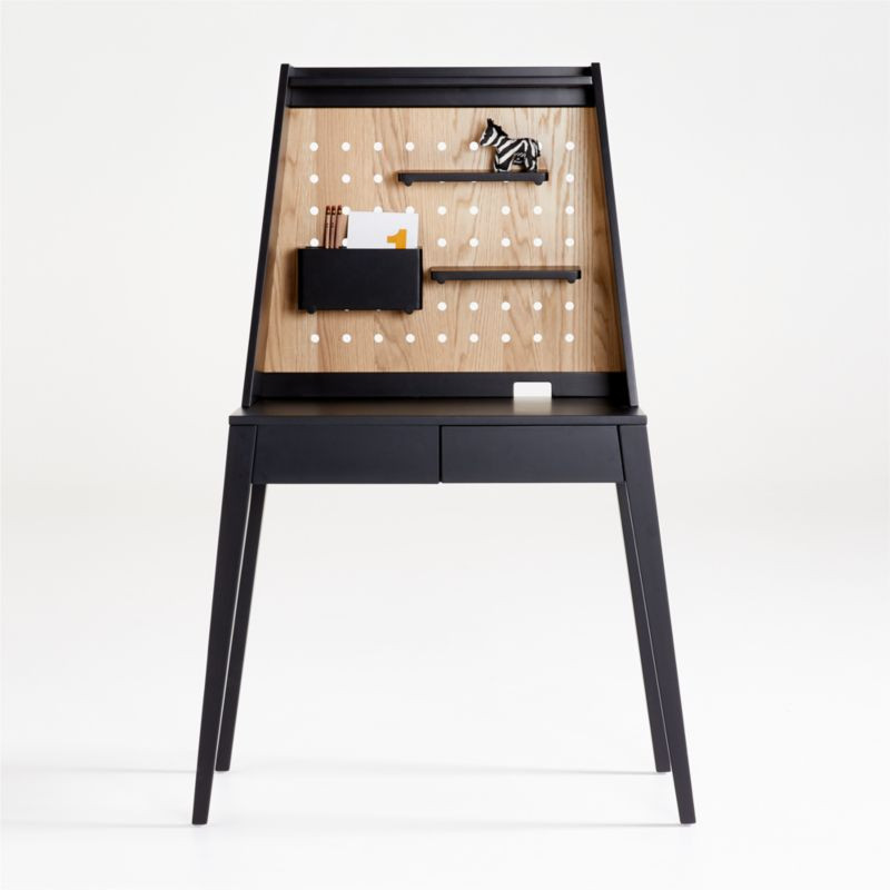 Atticus Small Kids Black Desk with Power & Hutch | Crate & Kids | Crate & Barrel