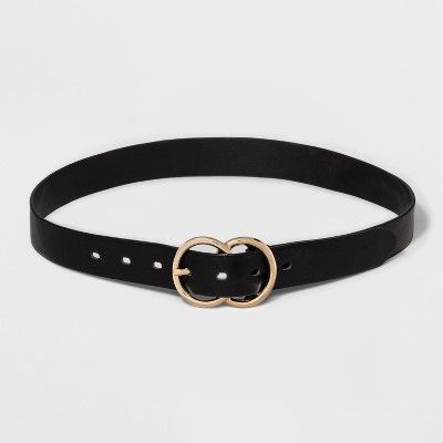 Women's Double Buckle Belt - A New Day™ Black | Target