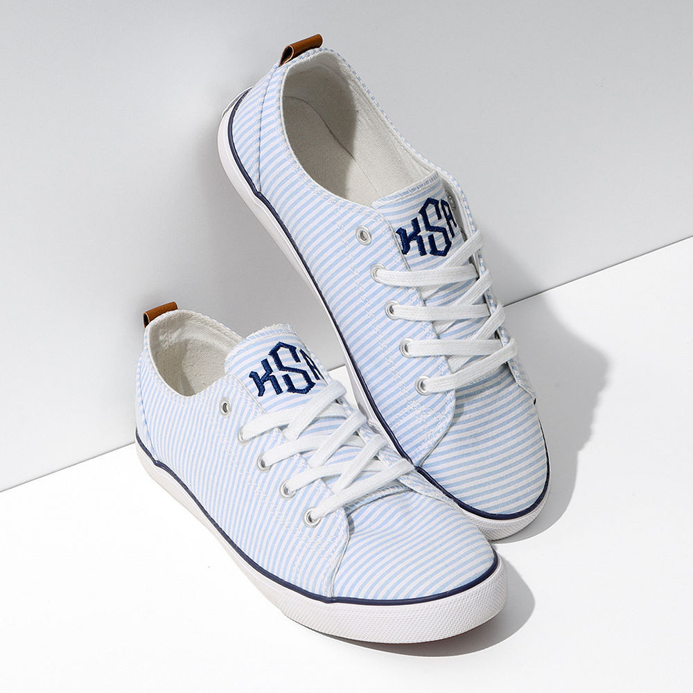 Monogrammed Seersucker Sneakers | Marleylilly
