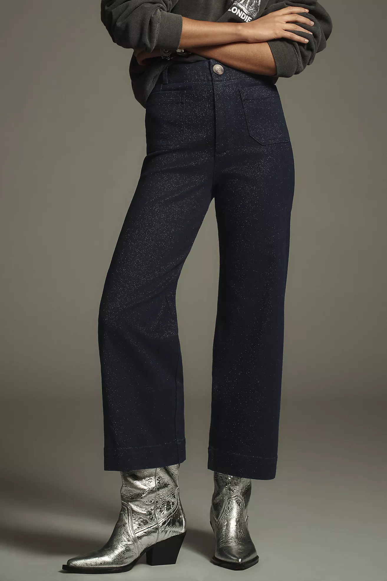 The Colette High-Rise Cropped Wide-Leg Jeans by Maeve: Sparkle Edition | Anthropologie (US)