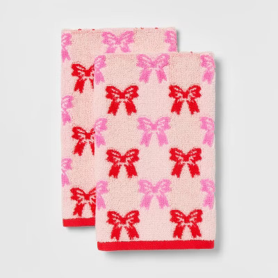 2pk Valentine's Day Bows Hand Towel Set - Room Essentials™ | Target