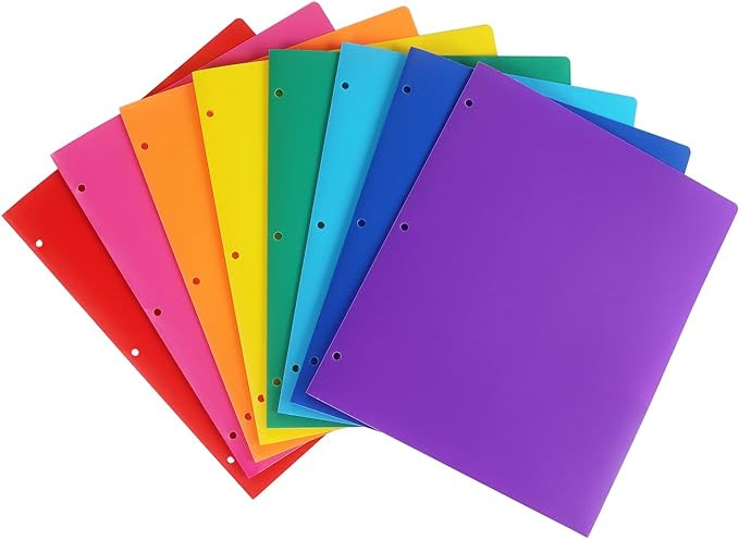 Tamaki 8 Pack Colored Plastic Folders Durable Heavy Duty File Folders with 2 Pockets Poly 3 Hole ... | Amazon (US)