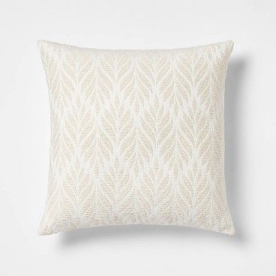 Woven Botanical Square Throw Pillow Cream - Threshold&#8482; | Target