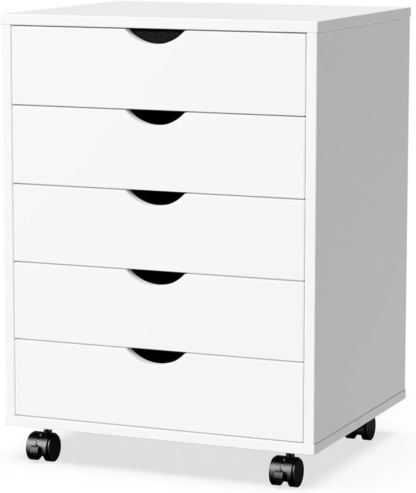 5 Drawer Chest- Dressers Storage Cabinets Wooden Dresser Mobile Cabinet with Wheels Bedroom Organ... | Amazon (US)
