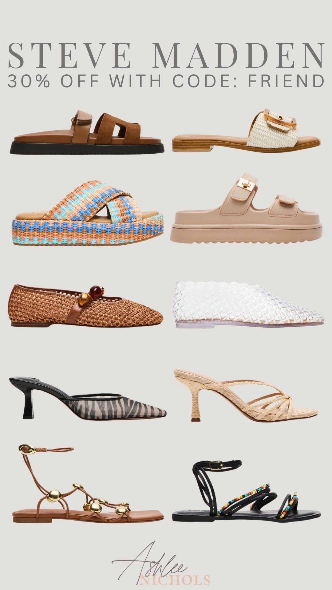 30% off almost everything at Steve Madden with code: FRIEND

spring sandals, jelly flats, heeled sandals, mesh flats

#LTKSaleAlert #LTKSeasonal