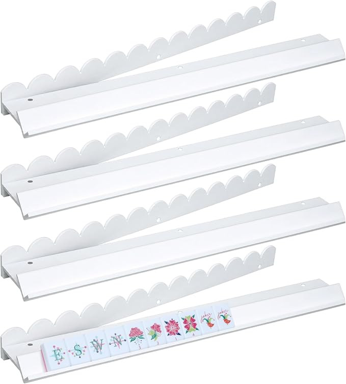 DoubleFill Set of 4 Scalloped Mahjong Tile Racks Set with Magnetic Pushers, 17.7 Inch Acrylic Mah... | Amazon (US)
