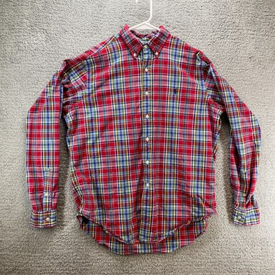 Polo Ralph Lauren Shirt Mens Large Plaid Red Blue Classic Fit Button Long Sleeve | eBay US