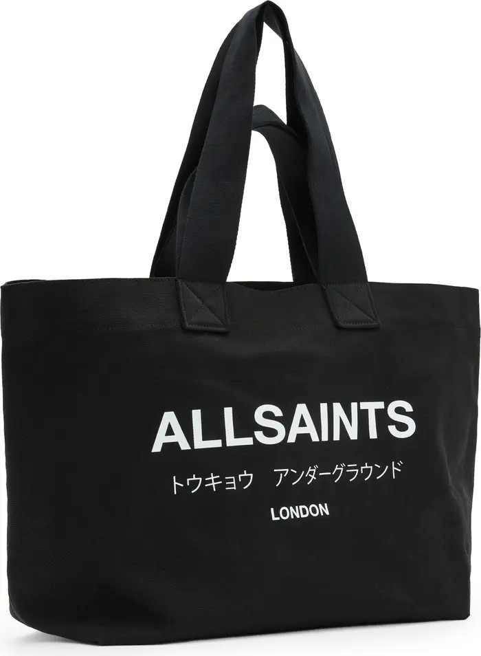 AllSaints Ali Logo Cotton Canvas East/West Tote | Nordstrom | Nordstrom