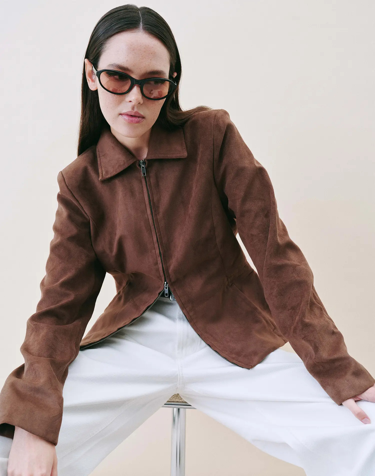 Faux Suede Double Zip Jacket | Glassons (Australia)