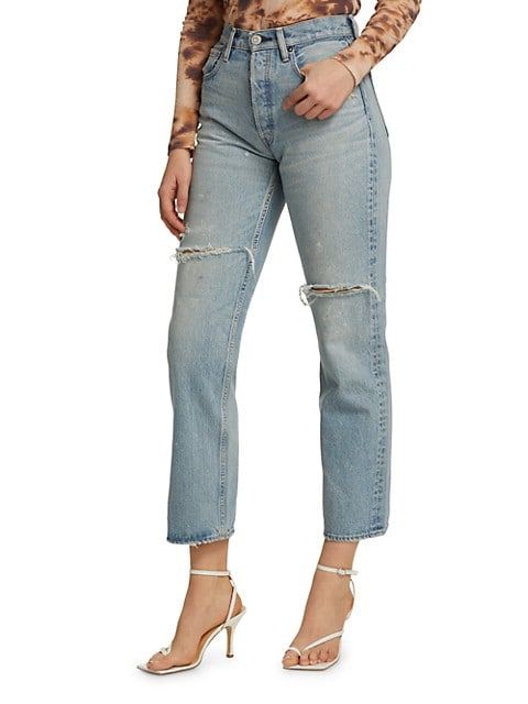 Teaneck Distressed Wide Straight-Leg Jeans | Saks Fifth Avenue