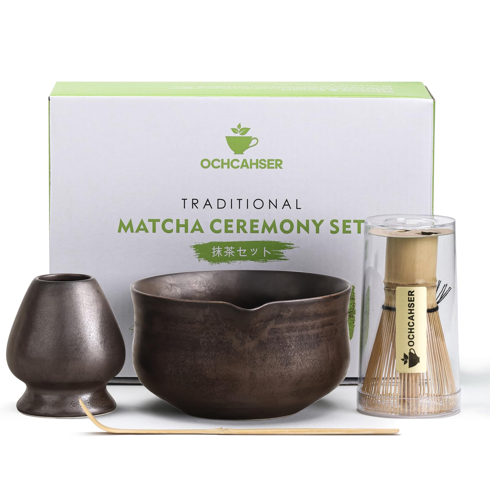 Matcha Set, Japanese Tea Set Includes Matcha Bowl with Spout, Matcha Whisk Holder (chasen), Bambo... | Amazon (US)