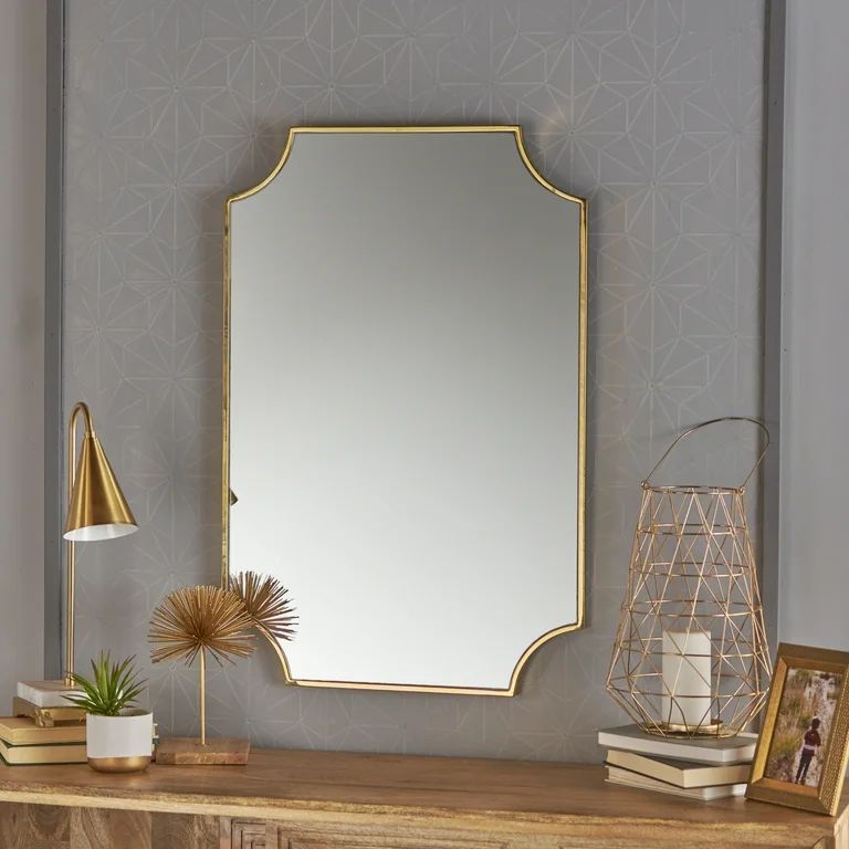 Noble House Glam Wall Mirror with Finished Stainless Steel Frame, Gold | Walmart (US)