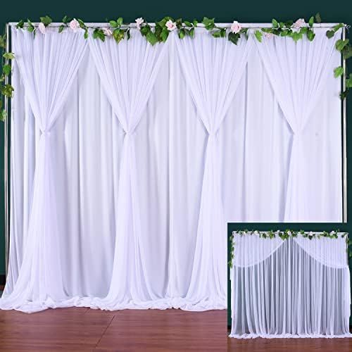 White Tulle Backdrop Curtains for Birthday Parties, White Backdrop Drapes for Weddings, Bridal Showe | Amazon (US)