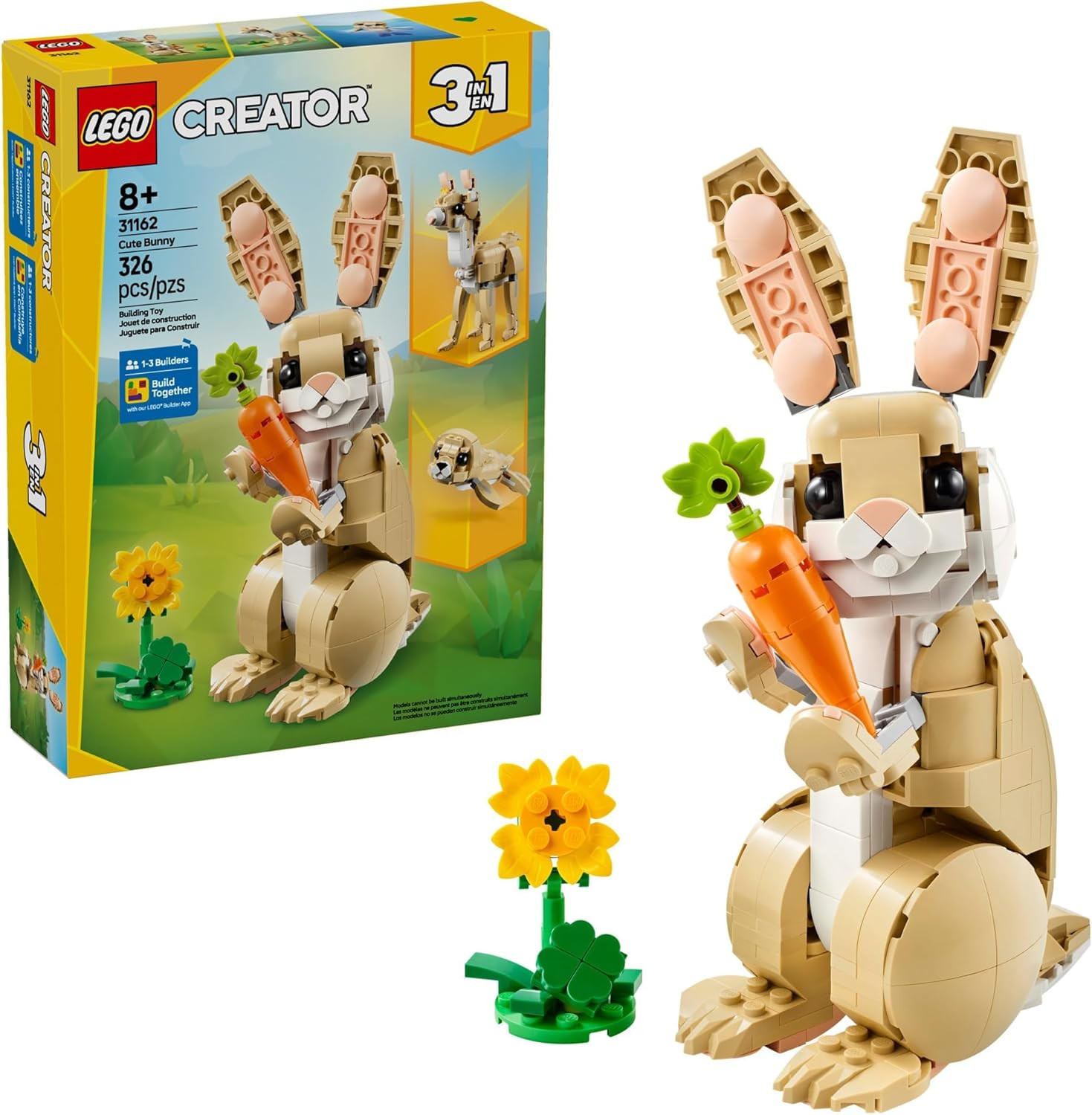 LEGO Creator 3 in 1 Cute Bunny Toy - Building Toy Set with 3 Build Options, Bunny, Seal, or Llama... | Amazon (US)